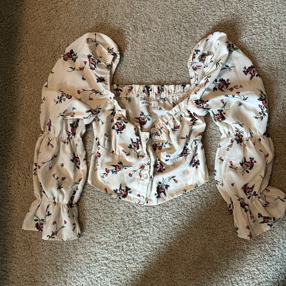 Princess Polly Floral Corset Long Sleeve Blouse size small